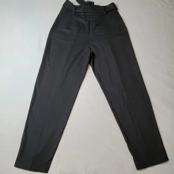 Mango Women's Size 8 NWT Belted Tapered Leg Pants Black - Picture 5 of 8